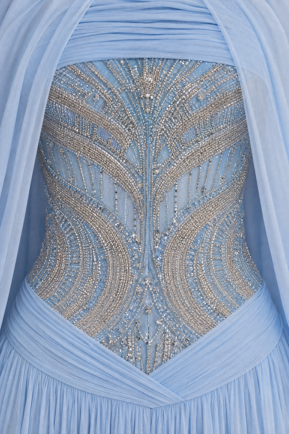 Celestia Cape Gown, bodice detail macro
