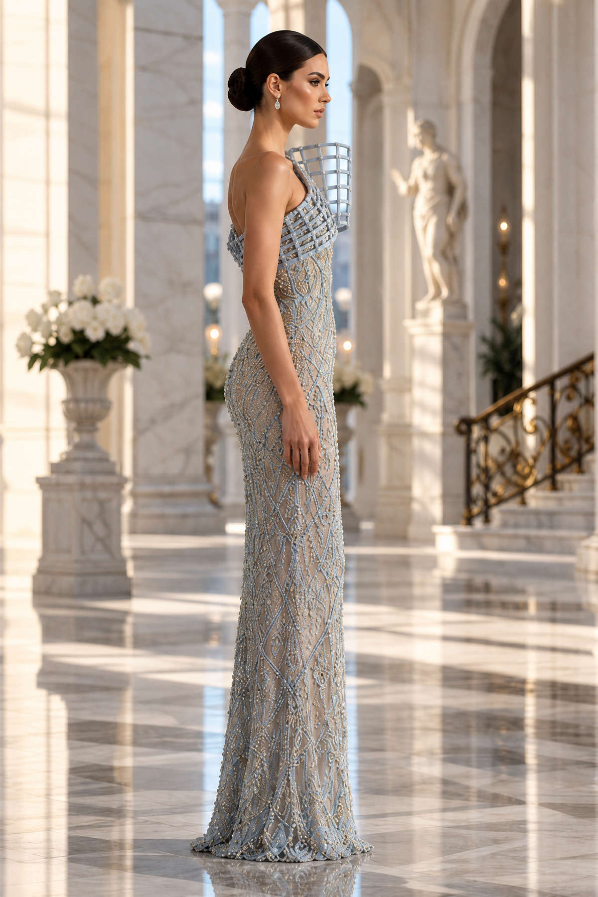 Élise Sculpted Gown, side view