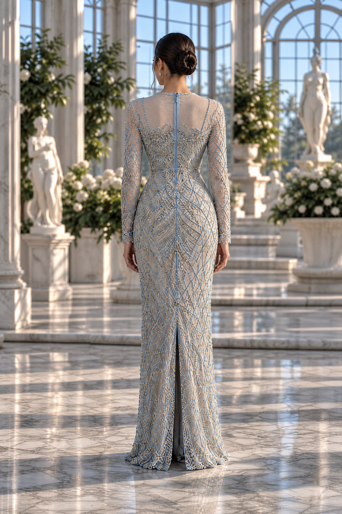 Seraphine Embroidered Gown, back view