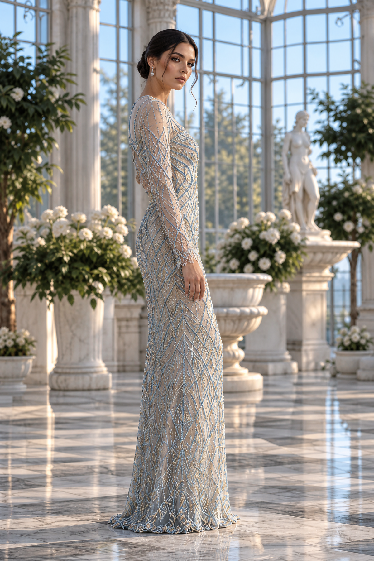 Seraphine Embroidered Gown, side view