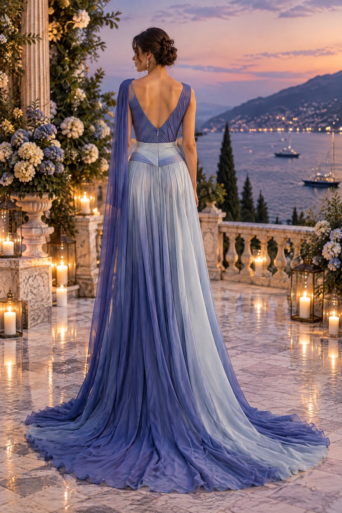 Améline Draped Chiffon Gown