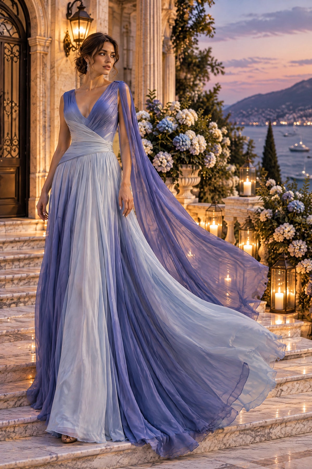 Améline Draped Chiffon Gown