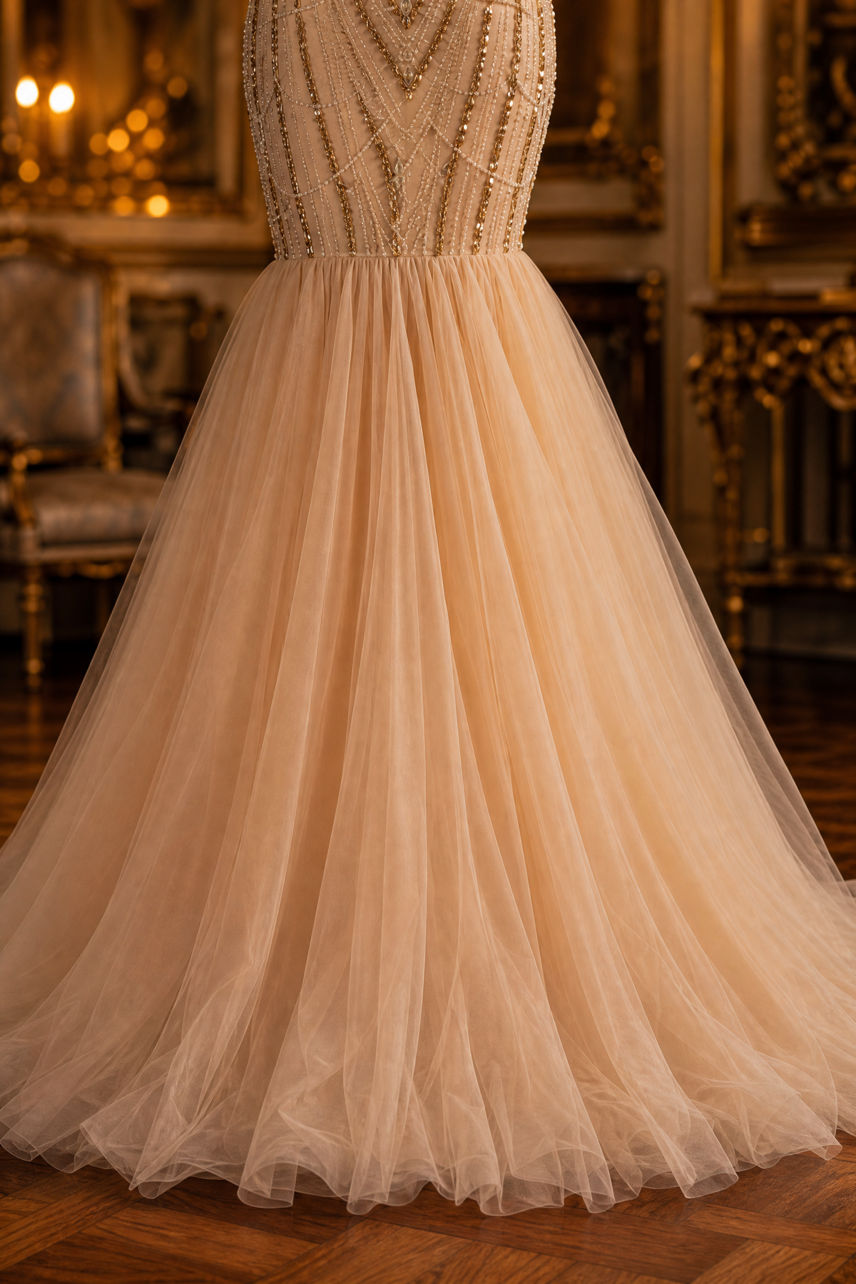 Aurelia Couture Gown, tulle skirt detail